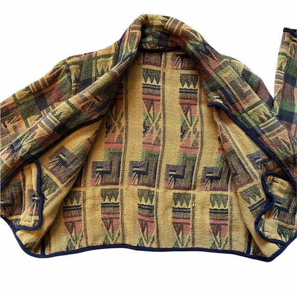 VINTAGE Boho Aztec Cotton Pocket Blazer Jacket S/M - Picture 4 of 10